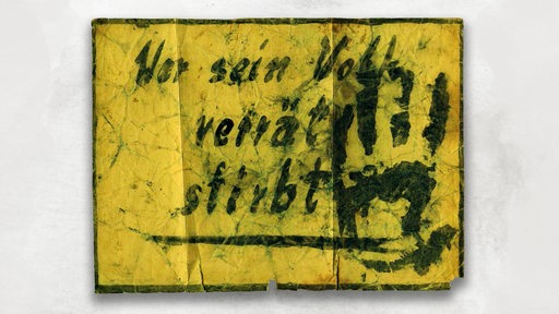 Historisches sog. Werwolf-Schild vom Tatort:"Wer sein Volk verrät stirbt"!