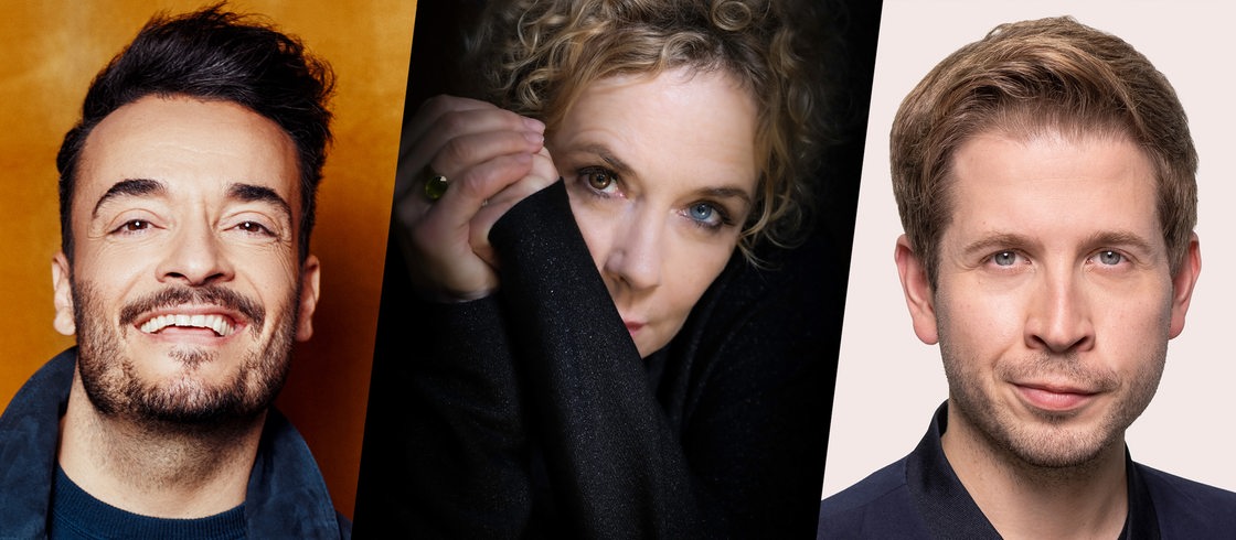 Collage zeigt: Giovanni Zarrella, Katja Riemann und Kevin Kühnert