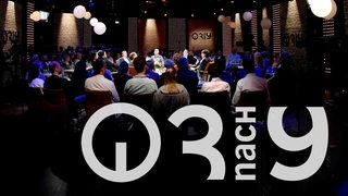 Logo der Sendung 3nach9 vor einem Blick ins Studio