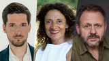 Collage zeigt Vassili Golod, Adriana Altaras und Samuel Finzi