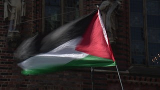 Zu sehen ist eine wehende Palästina Flagge.