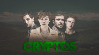 Jonas Nay, Elisa Schlott, Jannik Schümann, Oscar Hoppe - Vier Personen nebeneinander darunter der Schriftzug "Cryptos"