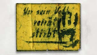 Historisches sog. Werwolf-Schild vom Tatort:"Wer sein Volk verrät stirbt"!