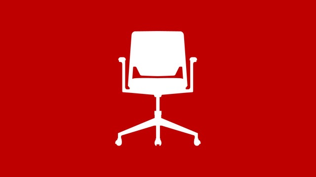 Silhouette eines Bürostuhles auf rotem Hintergrund